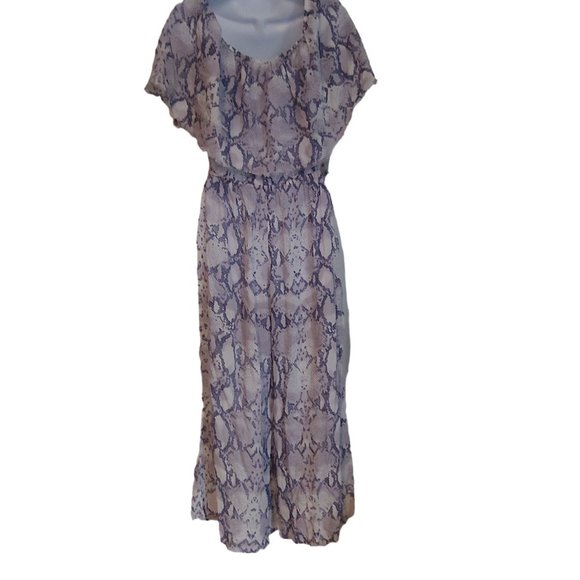 Elan Grey Snakeskin Pattern Sleeveless Wide Leg Jumpsuit Medium - Picture 6 of 12